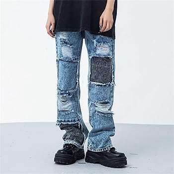 Men's Jeans Street Fashion Color Contrast Jeans,Patchwork